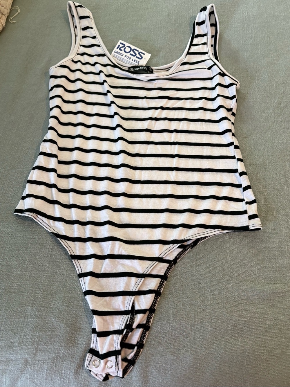 Striped Black & White womens One-Piece Bodysuit